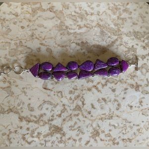 Charoite (Real stones) double Link Sterling Silver bracelet.